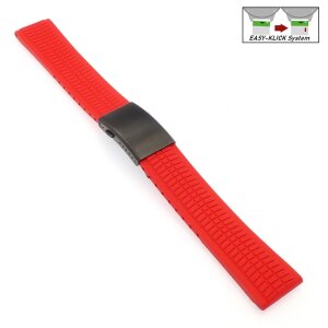 Easy-Klick Premium FKM-Kautschuk Uhrenarmband Modell Riga-P rot 22 mm