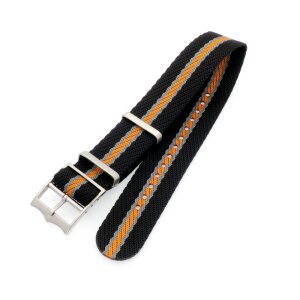 Nato Nylon Uhrenarmband Modell Luxor-S schwarz-grau-orange 22 mm, komp. Tudor