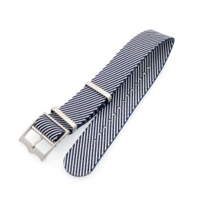 Nato Nylon Uhrenarmband Modell Luxor-S blau-weiß 22 mm, komp. Tudor