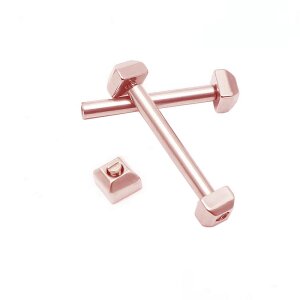 2 Stk. Schraubsteg Edelstahl rosegold 18 mm Modell CP55, kompatibel Cartier Pasha