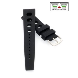 Easy-Klick Retro FKM-Kautschuk Uhrenarmband Modell Karibik schwarz 22 mm