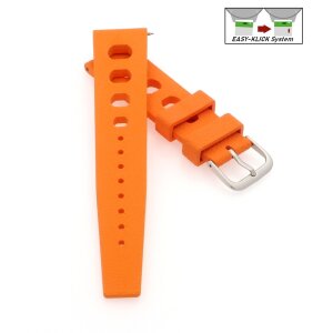 Easy-Klick Retro FKM-Kautschuk Uhrenarmband Modell Karibik orange 22 mm