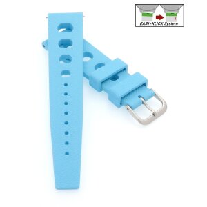 Easy-Klick Retro FKM-Kautschuk Uhrenarmband Modell Karibik hell-blau 22 mm