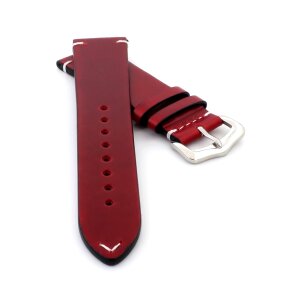Premium Wachs-Leder Uhrenarmband Modell Petros rot 21 mm