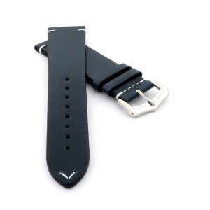 Premium Wachs-Leder Uhrenarmband Modell Petros dunkel-blau 21 mm