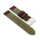 Easy-Klick Canvas-Leder-Textil Uhrenarmband Modell Federal grün 24 mm, Handmade