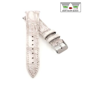 Easy-Klick echt Leisten-Krokodil Uhrenarmband Modell Crocody-Chrono weiß 22 mm Handarbeit