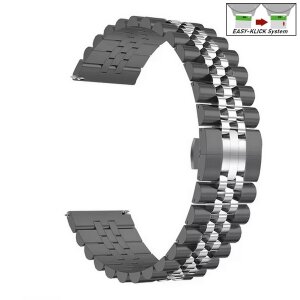 Easy-Klick Jubilee Edelstahl Uhrenarmband Modell Hannover schwarz-silber 20 mm