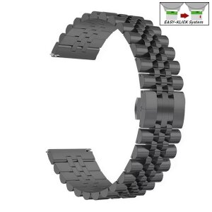 Easy-Klick Jubilee Edelstahl Uhrenarmband Modell Hannover schwarz 22 mm