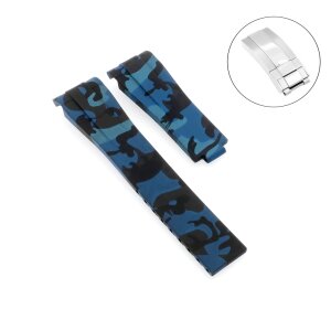 Silikon Rundanstoß Uhrenarmband Modell RLX-CA-S blau 20/16 mm, komp.Rolex