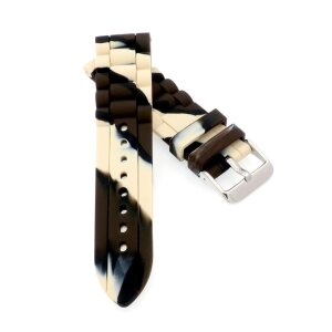 Camouflage Silikon Uhrenarmband Modell Manola braun-beige 20 mm