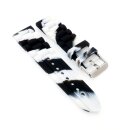 Camouflage Silikon Uhrenarmband Modell Manola schwarz-weiß 18 mm