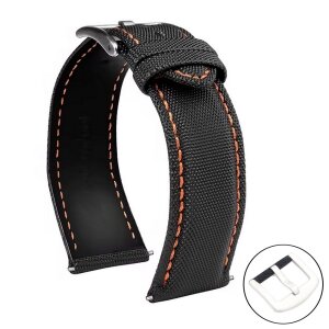 Hybrid Uhrenarmband Modell Baltimore schwarz-ON 24 mm, wasserfest