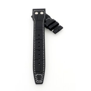 Alligator Uhrenarmband mit Nieten Modell IW-36 schwarz 22 mm, kompatibel IWC