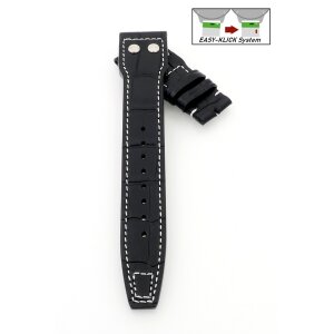 Easy-Klick Alligator Uhrenarmband mit Nieten Modell IW-36 schwarz 22 mm, kompatibel IWC