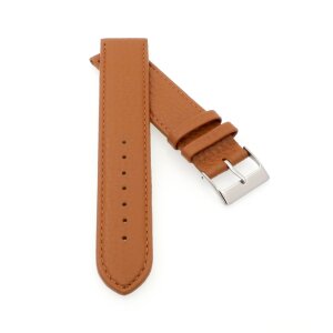 Feines flaches Kalbsleder Uhrenarmband Modell Kuba-XL cognac 20 mm