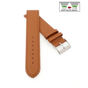 Feines flaches Easy-Klick Kalbsleder Uhrenarmband Modell Kuba-XL cognac 12 mm