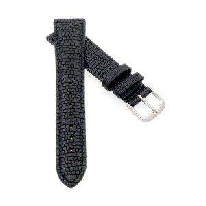 Eidechsen-Struktur Uhrenarmband Modell Indore schwarz 22 mm
