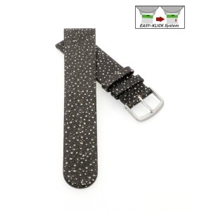 Easy-Klick Perlrochen-Style Uhrenarmband Modell Rocco schwarz 20 mm