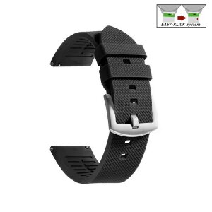 Easy-Klick Premium Silikon Muster Uhrenarmband Modell Faro schwarz 20 mm