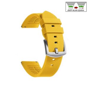 Easy-Klick Premium Silikon Muster Uhrenarmband Modell Faro gelb 22 mm