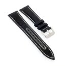 Canvas-Nylon Leder Uhrenarmband Modell Broker schwarz-WN 22 mm