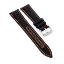 Easy-Klick Canvas-Nylon Leder Uhrenarmband Modell Broker schwarz-ON 22 mm