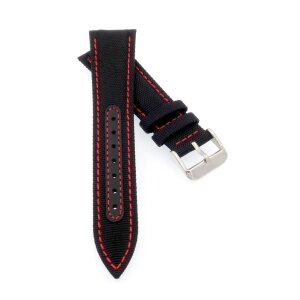Canvas-Nylon Leder Uhrenarmband Modell Broker schwarz-RN 20 mm