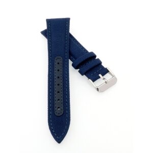 Canvas-Nylon Leder Uhrenarmband Modell Broker blau-BN 20 mm