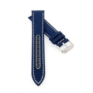 Canvas-Nylon Leder Uhrenarmband Modell Broker blau-WN 20 mm