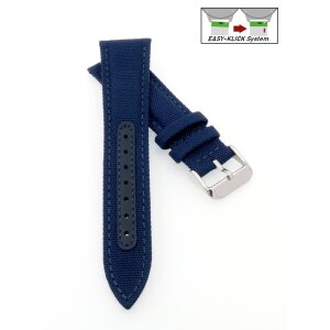 Easy-Klick Canvas-Nylon Leder Uhrenarmband Modell Broker blau-BN 20 mm