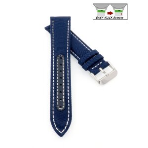 Easy-Klick Canvas-Nylon Leder Uhrenarmband Modell Broker blau-WN 20 mm