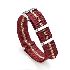 GEO-Straps Nato Canvas-Nylon Uhrenarmband Modell Quest-S rot-beige 22 mm