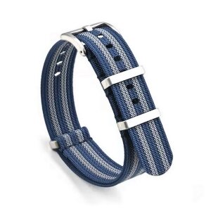 GEO-Straps Nato Canvas-Nylon Uhrenarmband Modell Quest-S blau-grau 22 mm
