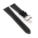 Alligator Uhrenarmband Modell Longi-FS-S schwarz 22 mm, kompatibel Longines