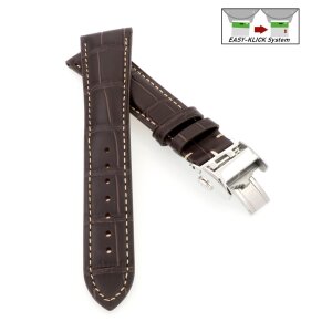 Easy-Klick Alligator Uhrenarmband Modell Longi-FS-S mocca 18 mm, kompatibel Longines