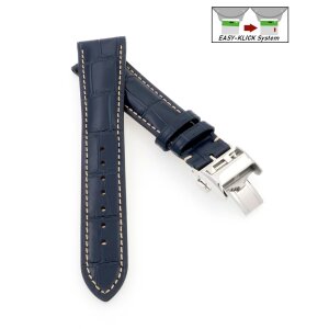 Easy-Klick Alligator Uhrenarmband Modell Longi-FS-S blau18 mm, kompatibel Longines