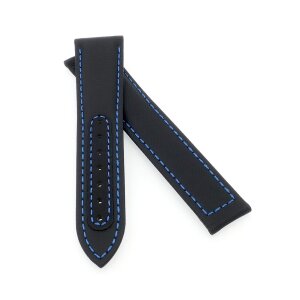 Premium Hybrid Uhrenarmband Modell Alzey-OS schwarz-blau 20 mm, komp. Omega