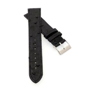Feines echt Strauß Uhrenarmband Modell Jawa schwarz 18 mm