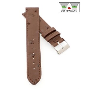 Feines Easy-Klick echt Strauß Uhrenarmband Modell Jawa mocca 16 mm