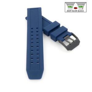 Easy-Klick Premium Silikon Uhrenarmband Doppeldorn Modell Primus-P blau 23 mm