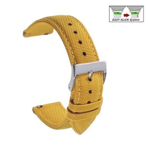 Easy-Klick Canvas-Nylon Textil Uhrenarmband Modell Astoria gelb 18 mm