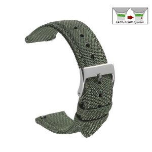 Easy-Klick Canvas-Nylon Textil Uhrenarmband Modell Astoria grün 20 mm