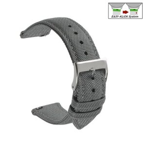 Easy-Klick Canvas-Nylon Textil Uhrenarmband Modell Astoria grau 21 mm
