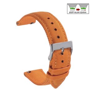 Easy-Klick Canvas-Nylon Textil Uhrenarmband Modell Astoria orange 21 mm