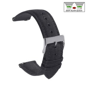 Easy-Klick Canvas-Nylon Textil Uhrenarmband Modell Astoria schwarz 24 mm
