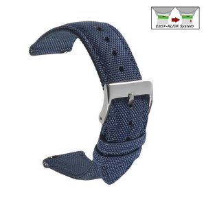 Easy-Klick Canvas-Nylon Textil Uhrenarmband Modell Astoria dunkel-blau 24 mm