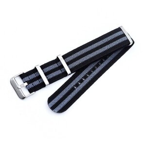 Elastic Nato Nylon Flex-Uhrenarmband Modell Oneflex-SG schwarz-grau 18 mm
