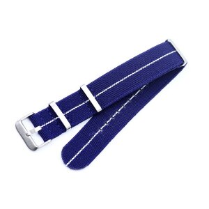Elastic Nato Nylon Flex-Uhrenarmband Modell Oneflex-SG blau-weiß 18 mm