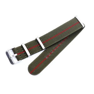 Elastic Nato Nylon Flex-Uhrenarmband Modell Oneflex-SG grün-rot 18 mm